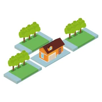 House isometric scenery Illustrazione stock