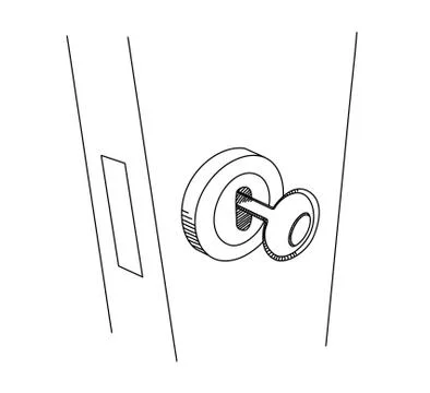 House key in the door Stock Illustration