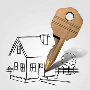 House Key Drawing Stock Illustration