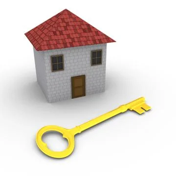 House with key in front of it Stock Illustration