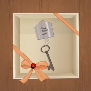 House key in the gift box Stock Illustration