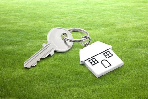 House key on grass background Stock-Fotos