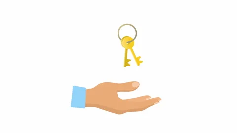 House Key Handover Animation with Hand Receiving Keys Stock Footage 336862223