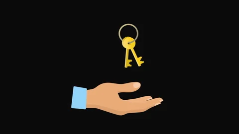 House Key Handover Animation with Hand Receiving Keys 库存影片 336862225