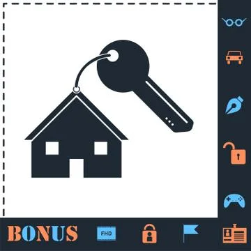 House key icon flat Stock Illustration
