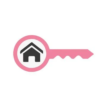 House at Key, Vector Icon, Red Silhouette Stock Vector Stock Illustration