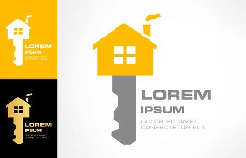 House key Vector Logo. Real Estate Logo Design. Stock Illustration