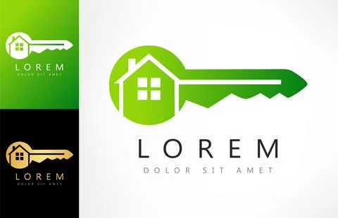 House key Vector Logo. Real Estate Logo Design. Stock Illustration