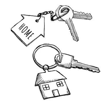 House keychain doodles Stock Illustration