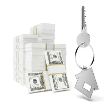 House Keys on Stack of Money 库存插图