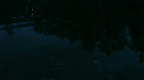 House in the lake at night Stock Footage 12091610