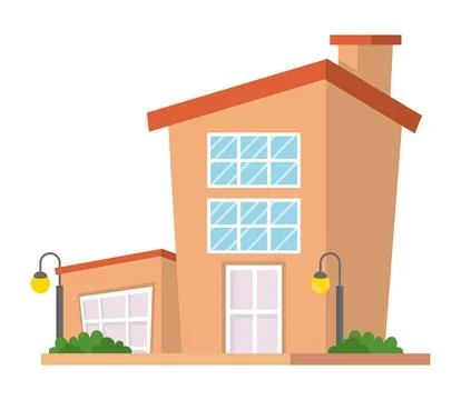 House with lamp posts Illustrazione stock