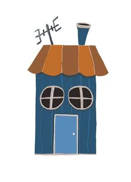 House in landscape with lantern . didgital drowing Stock Illustration