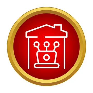 House with laptop displaying remote work connectivity icon Stock Illustration