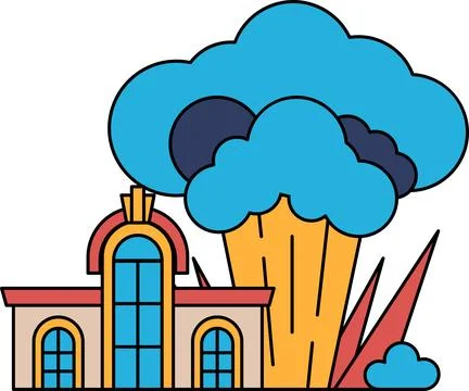 A house with a large cloud in the background Stock Illustration
