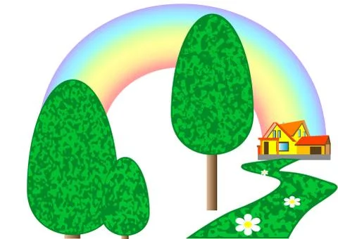 House on the lawn Stock Illustration