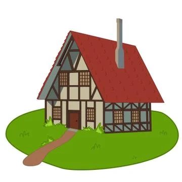 House on lawn Stock Illustration