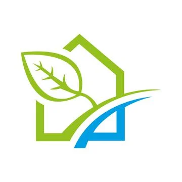 House leaf logo icon vector template Plant house vector template design. Home tr Ilustración de archivo