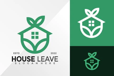 House Leave Logo Design Vector illustration template Ilustración de archivo
