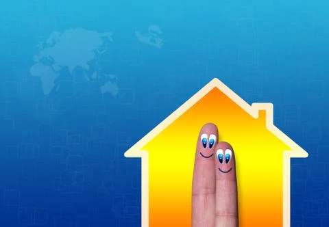 House with light with two cute fingers inside Ilustração Stock