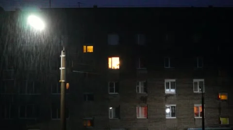 House at lightning light at night Stock Footage 65226150