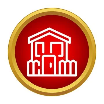 House line art icon inside golden circle Stock Illustration