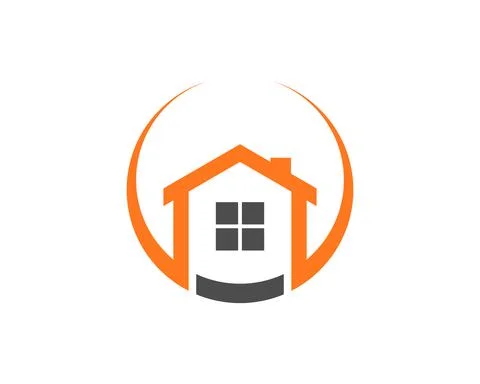 House line in the circle shape logo Illustrazione stock