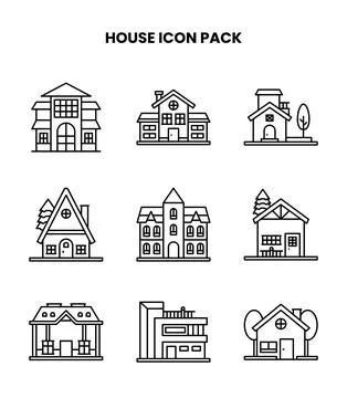 House Line Graphics Icons Pack Ilustración de archivo