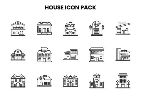 House Line Icons Pack Ilustración de archivo