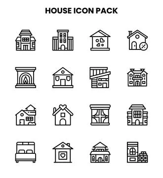House Line Vector Icons Pack Stock Illustration