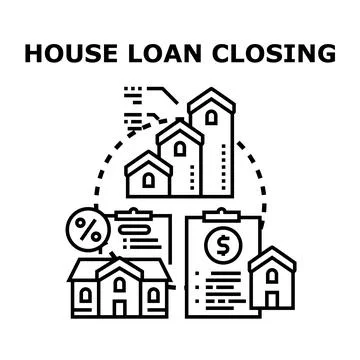 House loan closing document signing process illustration Stock Illustration