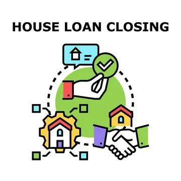 House loan closing process deal handshake concept Stock Illustration