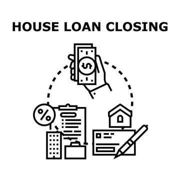 House loan closing process with financial paperwork and payment Stock Illustration