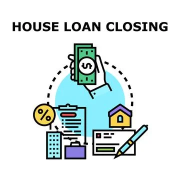 House loan closing process with financial paperwork and payment Stock Illustration