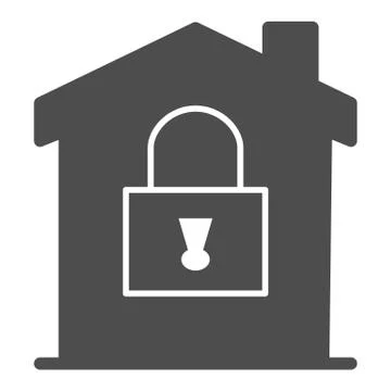 House with lock solid icon, smart home concept, House under protection vector Stock Illustration