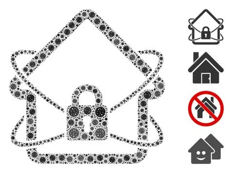 House Lockdown Collage of CoronaVirus Elements Stock Illustration