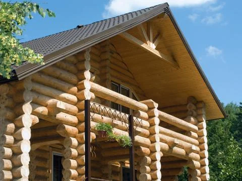 House log wall Stock Photos