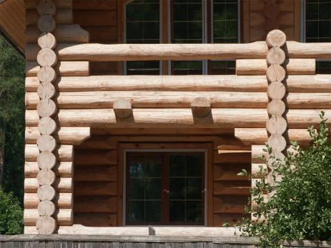 House log wall Stock-Fotos