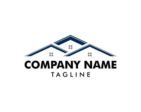 House logo design in creative line style 스톡 일러스트