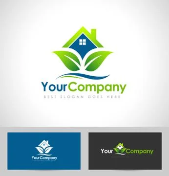 House Logo Leaf Illustrazione stock