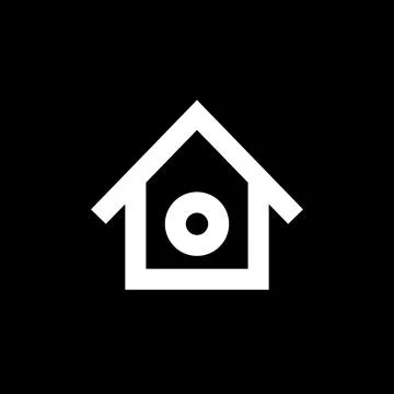 House logo. Simple design with white house on black background Ilustração Stock