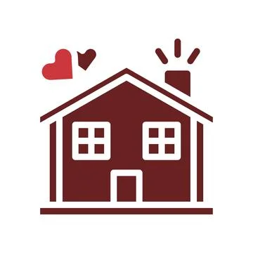 House love icon solid brown red style valentine illustration symbol perfect. Stock Illustration
