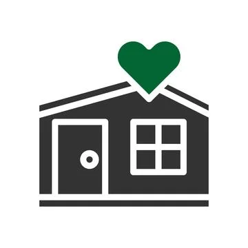 House love icon solid grey green style valentine illustration symbol perfect. Illustrazione stock