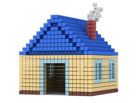House made by cube blocks Stock Illustration