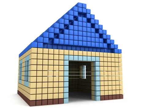 House made by cube blocks Stock Illustration