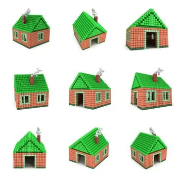 House made by cube voxel blocks Stock Illustration