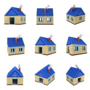 House made by voxel cube blocks Stock Illustration