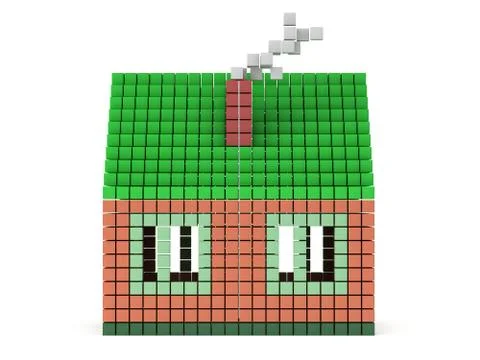 House made by voxels Illustrazione stock