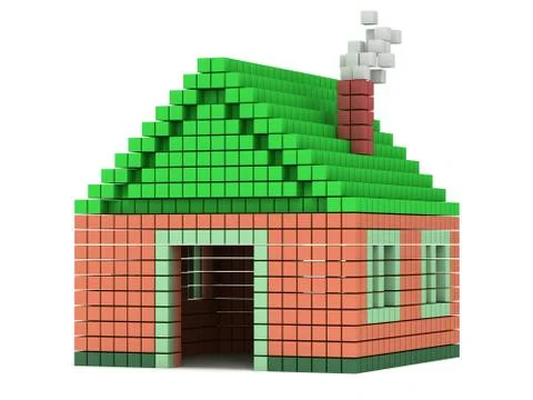 House made by voxels Stock Illustration