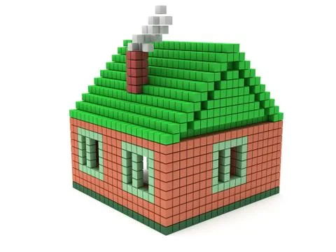 House made by voxels Illustrazione stock